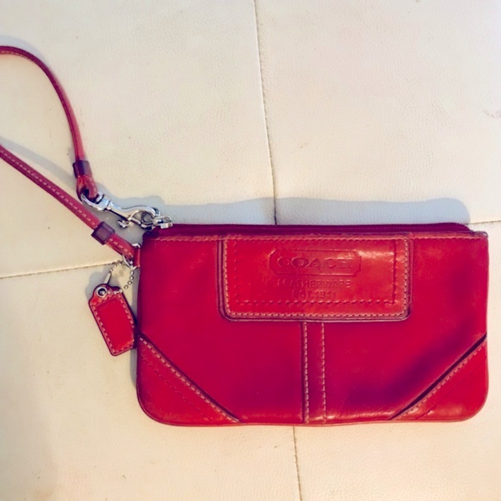 Coach Red Leather Wristlet